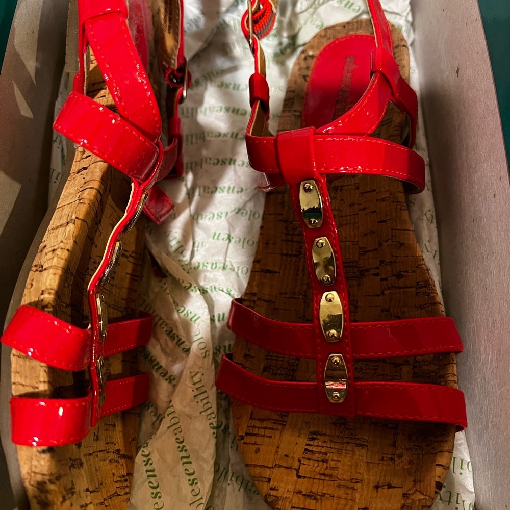 Red Strappy Sandals